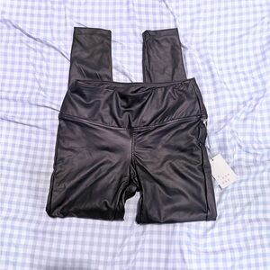 Vintage Black Faux Leather Leggings